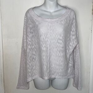 DYLAN White Slub Knit Lightweight Boxy Fit Top-S